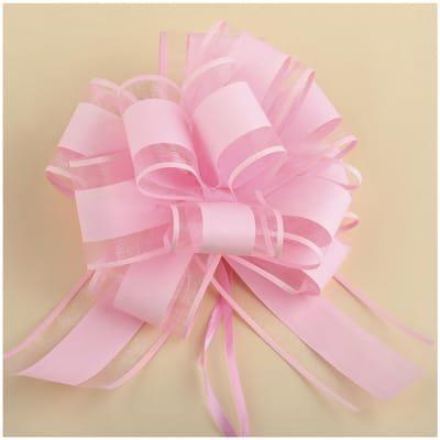 SnelShoppen - 6 Stuks 6 Inch Grote Organza Strik Bogen voor Cadeauverpakking, Bruiloft, Verjaardag en Kerst - Elegante Roze Kleur voor Feestdecoratie