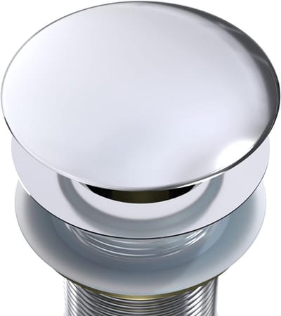 Wastafel Stop - Afvoerstop Click-Clack Plug - Water Dicht Maken - Met Overloop - Ø 64 mm - Chroom