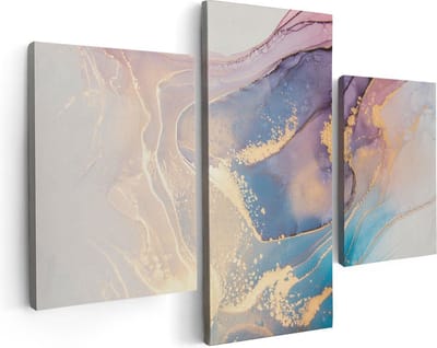 Artaza Canvas Schilderij Drieluik Abstracte Kunst van Marmer - 90x60 cm - Wanddecoratie Woonkamer - Schilderijen - Muurdecoratie
