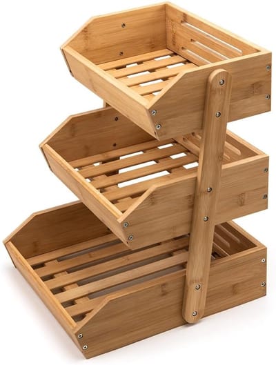 Famanu – Bamboe fruitrek 3-laags 41,4 cm – multifunctionele fruit- en groentehouder