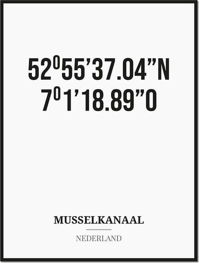 Poster/kaart MUSSELKANAAL met coördinaten