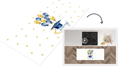 Keukenloper - Loper keuken - Geslaagd - Ballonnen - Blauw - 120x50 cm - Keukenloper vinyl
