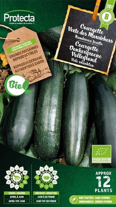 Protecta Groente zaden: Courgette Donkergroene Vollegrond Biologisch