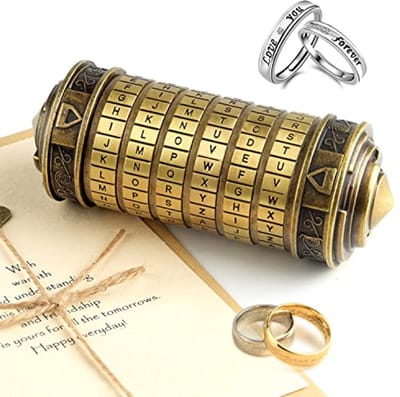 Mini Cryptex Puzzelbox - Creatief en Romantisch Cadeau, Brons, 5 Stuks