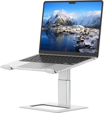 Famanu – Verstelbare laptopstandaard voor bureau - computerstandaard, laptopverhoger - compatibel met 10 tot 17,3 inch notebook pc computer (zilver)