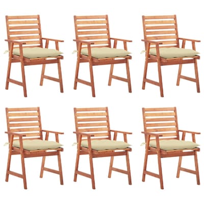 vidaXL - Tuinstoelen - 6 - st - met - kussens - massief - acaciahout