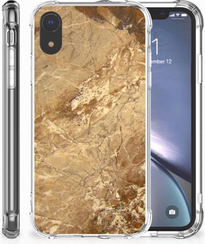 Apple iPhone Xr Anti-Shock Hoesje Marmer Creme