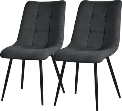 Eetkamerstoelen set van 2 antraciet Keukenstoel met polyester hoes en stalen poten ML design