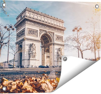 Gards Tuinposter Arc de Triomphe in Parijs tijdens de Herfst - 50x40 cm - Tuindoek - Tuindecoratie - Wanddecoratie buiten - Tuinschilderij