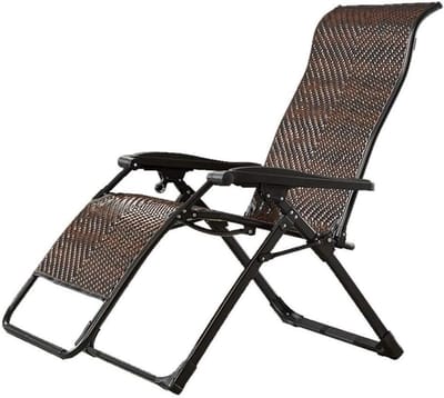 Tuinstoel Fauteuil - Rieten Stoel - Buiten Ontspannen - Verstelbare Rugleuning - 113 cm Lengte - Donkerbruin
