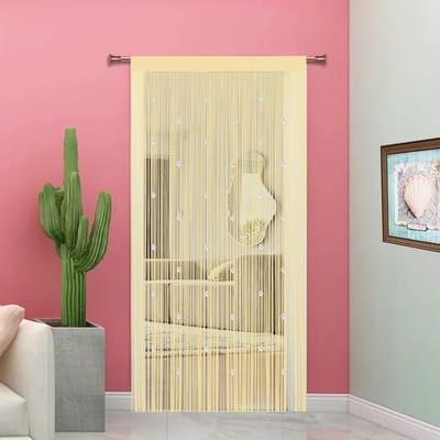 Dailygoods- Vliegengordijn Kralen - Insectenscherm - Deurgordijn - Multifunctioneel - Handgemaakt - Blokkeert Vliegende Insecten - Beige 90 x 200 cm