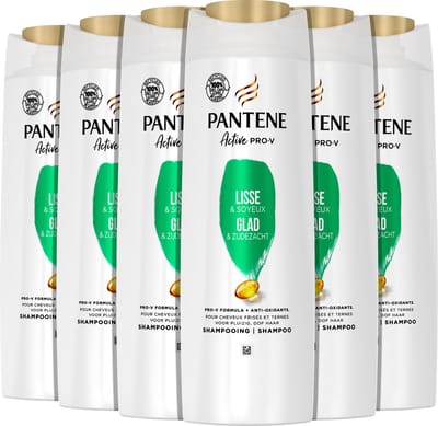 Pantene Pro-V Glad & Zijdezacht Shampoo - Met Antioxidanten - Voor Pluizig & Weerbarstig Haar - Voordeelverpakking 6 x 360ml