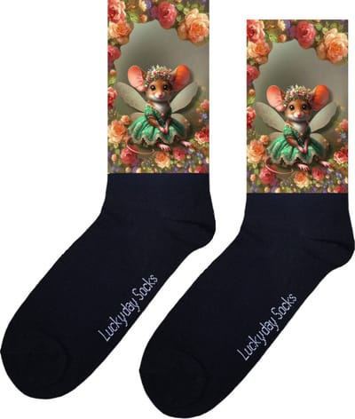 Muis - Opkikker - Grappige sokken - Valentijns cadeau - Verjaardag cadeau - Sinterklaas cadeau - Leuke sokken - Vrolijke sokken - Luckyday Socks - Kerst Sokken - Vaderdag - Moederdag - Beterschap - Vleugels- Socks waar je Happy van wordt - Maat 37-44