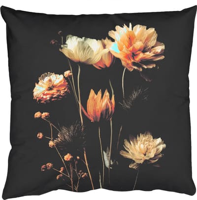 Sierkussens - Kussentjes Woonkamer - 50x50 cm - Boeket - Bloemen - Licht - Zwart