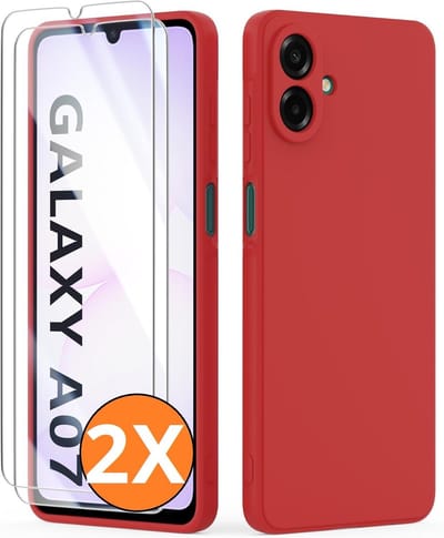 Hoesje geschikt voor Samsung Galaxy A07 5G Hoesje siliconen Wine Rood zacht siliconen hoesje TPU - met Samsung A07 Screenprotector - 2 stuks