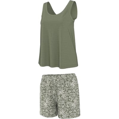 ESMARA Korte dames pyjama met linnen (Groen, XS (32/34))