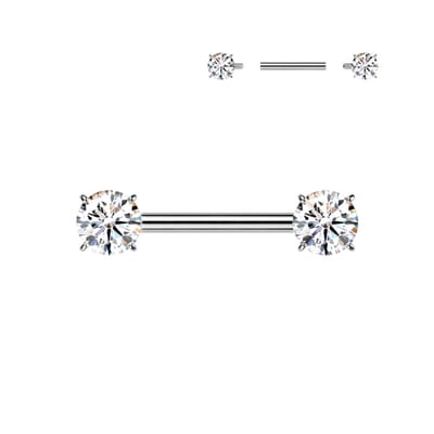 Piercing titanium 2prong 1.6x12 - zilver - LMPiercings