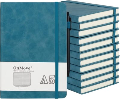 Notitieboekjes Set van 12 A5 Linnen Hardcover met Pennenhouder Dik Papier voor School Werk