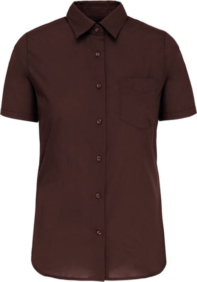 Kariban Overhemd in onderhoudsvriendelijk polykatoen-popeline korte mouwen dames K548 - brown - 3XL