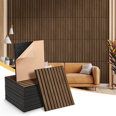 Dailygoods - NZQXJXZ set van 24 akoestische wandpanelen, geluidswerende panelen voor muur met houtfineer, 40x30x1 cm zelfklevende akoestische geluiddichte panelen, akoestische behandeling voor thuiskantoor