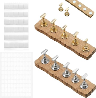 Nagelstandaard Sets - Magnetische Display - Nail Art Oefenen - Inclusief Lijm - 2 Sets - Goud Zilver