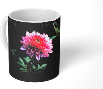 Mok - Koffiemok - Blad - Chrysant - Roze - Schaduw - Mokken - 350 ML - Beker - Koffiemokken - Theemok