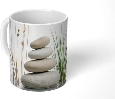 Mok - Koffiemok - Stenen - Sereen - Grijs - Mokken - 350 ML - Beker - Koffiemokken - Theemok