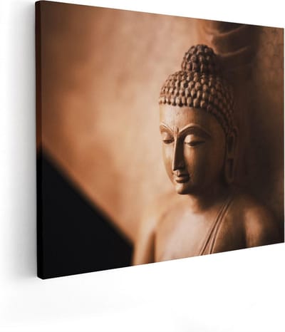 Artaza Canvas Schilderij Boeddha - 100x80 cm - Groot - Wanddecoratie Spiritueel - Muurdecoratie Woonkamer - Schilderijen Op Canvas