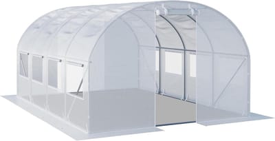 Foliekas Tunnelkas - Kweekkas Tuinkas - Planten Beschermen - Verzinkt Stalen Frame - 3x4 meter - Wit