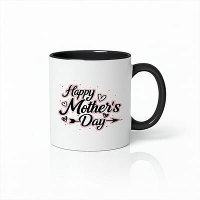 Happy Mother's Day Mok - Stijlvol Moederdag Cadeau - Tweekleurige Keramische Beker - 330 ml - Zwart/Wit