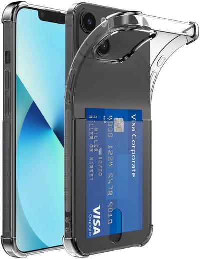 Geschikt voor iphone 13 Telefoonhoesje met Pasjeshouder Shockproof - Cardslot Back Cover Case Anti-Shock - Telefoonhoesje met Kaarthouder Transparant Doorzichtig - ProtX
