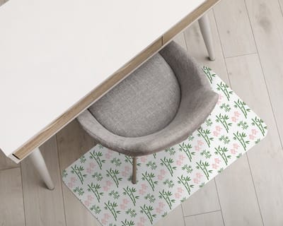 Coloray Vloerbeschermer - Bamboe en bloemen Bureaustoel Vloerbeschermer - 120x90 cm - Groente Bureaustoelmat - Vloerbeschermer Vinyl - Mótif Bureaustoelmat - Rechthoekige Mat - Natuur Thema