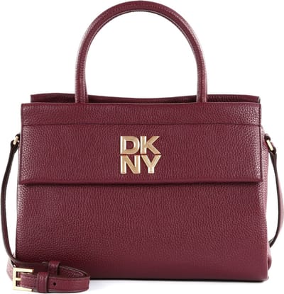 DKNY Leren Handtas Schoudertas Rosa Satchel Garnet Wijnrood