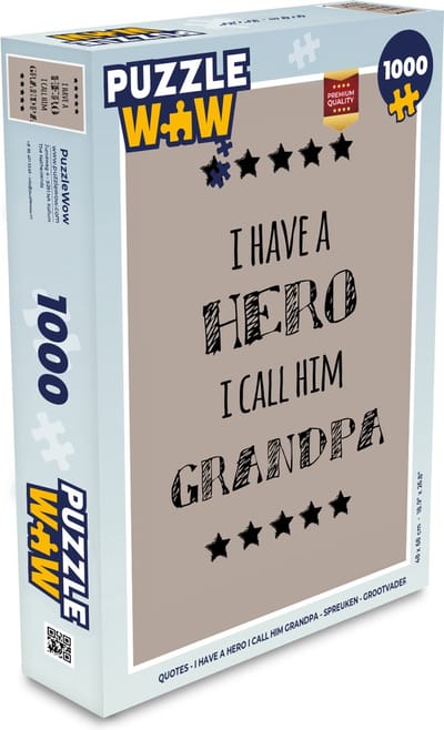 Puzzel Quotes - I have a hero I call him grandpa - Spreuken - Grootvader - Legpuzzel - Puzzel 1000 stukjes volwassenen - Vaderdag cadeautje - Cadeau voor vader en papa