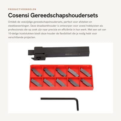 Dailygoods- Gereedschapshouder - Draaibankhouder met 10-delige inzetstukken - Slagvast - Hoogwaardig materiaal - Duurzaam - Verbeterd snijvermogen - Draaibankaccessoires