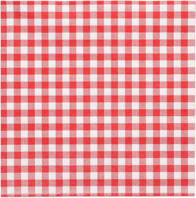 Papstar Servetten rood/wit geblokt - 30x st - papier - 33 x 33 cm - feestservetten- Papieren wegwerp servetjes