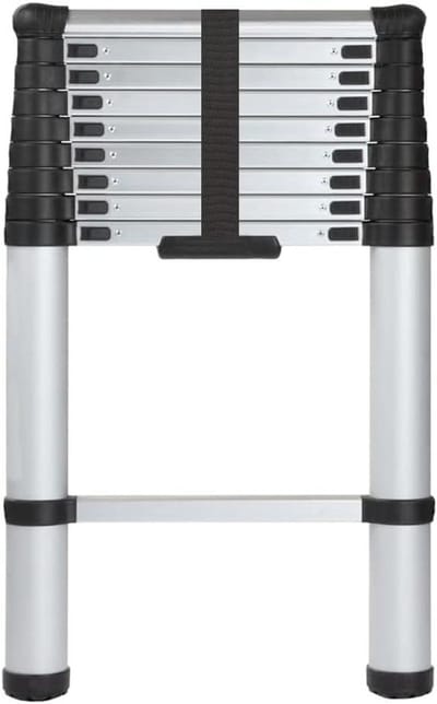 Telescopische ladder - Klapladder Uitschuifladder - Werken op hoogte - 9-traps aluminium constructie - 32 meter - Aluminium