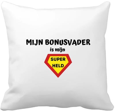 Akyol - mijn bonusvader is mijn superheld Kussen hoes - Papa - super bonusvader - vader cadeautjes - vaderdag - verjaardag - geschenk - kado - 40 bij 40 cm