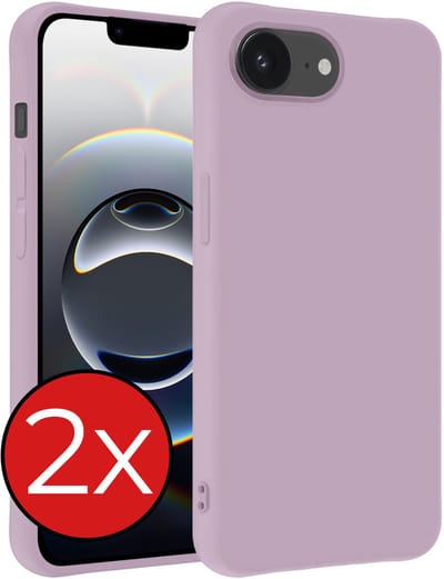 Hoesje - 2 Stuks - Geschikt voor Apple iPhone 16e / 17e - Sterk & Shockproof - Telefoonhoes - Back Cover - Case Siliconen - Telefoon Hoes - Lila