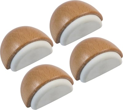AMIG Deurstop/deurmagneet - 4x - D48mm - zelfklevend - beuken - hout