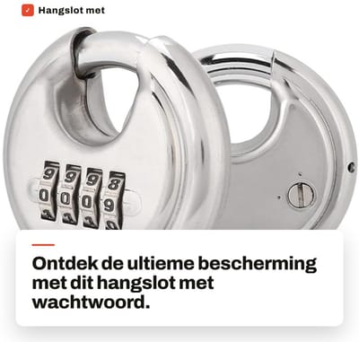 Dailygoods- Combinatiehangslot 4 cijfers - Cijferslot - Sleutelloos - Roestvrij staal - Veiligheid - 10.000 unieke combinaties
