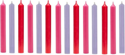 Cactula gekleurde dinerkaarsen dinerkaars kaars kaarsen 2.1 x 19,5 cm Kleur Groovy - Neon Roze - Lila - Rood 14 stuks