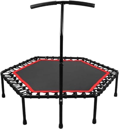 Fitness Trampoline - Rebounder Springtrainer - Thuis Sporten - Verstelbare Steun - 121 cm - Zwart