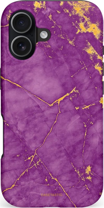 Casetastic hoesje geschikt voor Apple iPhone 17 - MagSafe - Dubbellaagse bescherming - Paarse Marmer - Fashion Case - Lavendel Goud