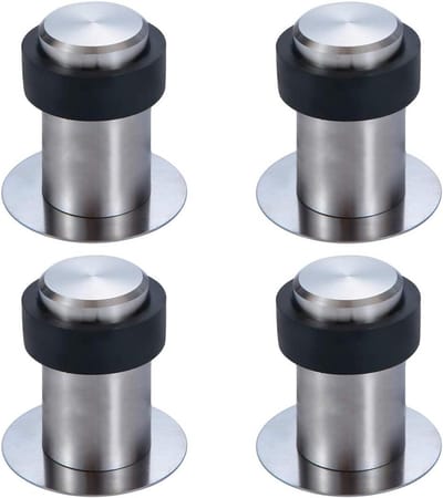 4-Pack Vloer Deurstopper 6cm RVS met Rubberen Bumper Zelfklevend