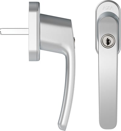 AXA Veiligheids raamsluiting - Oval Roma - Draai-kiep raamkruk - met Cilinder SKG2 - 3 standen - 90° - 32 mm - Afsluitbaar - Aluminium