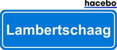 Hacebo - Plaatsnaam Sticker - 29x10 CM - Lambertschaag sticker - Verkeersborden sticker - grappige cadeaus - Lambertschaag
