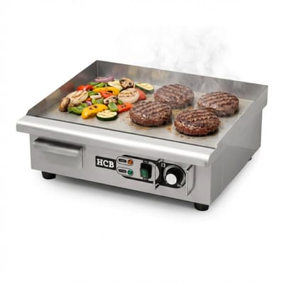 HCB® - Professionele Horeca Bakplaat Glad - 55 cm - 230V - RVS / INOX - Electrisch Teppanyaki Grill apparaat - 23 kg - 2800