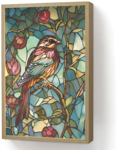 Wandlamp 40x60 cm - Oplaadbaar - Vogel - Tak - Rozen - Mozaïek - Wandlampen binnen woonkamer - Slaapkamer lamp - Decoratieve nachtlamp - Vloerlamp draadloos