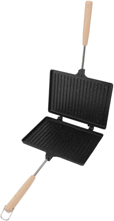 Dailygoods- Broodrooster Dubbelzijdig - Tosti-ijzer met Antiaanbaklaag - Handmatige Machine - Aluminiumlegering - Afmetingen 23 x 17 cm - Lichtgewicht 865 g